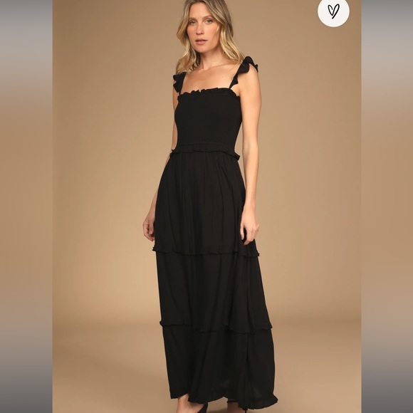 Lulus Fun Afternoon Black Smocked Tiered Maxi Dress - Picture 2 of 9